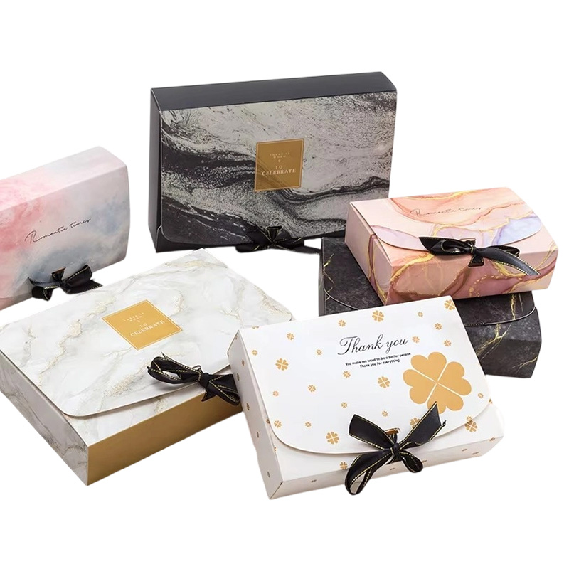 Caja de regalo de cinta de cartón con patrón de mármol para ropa