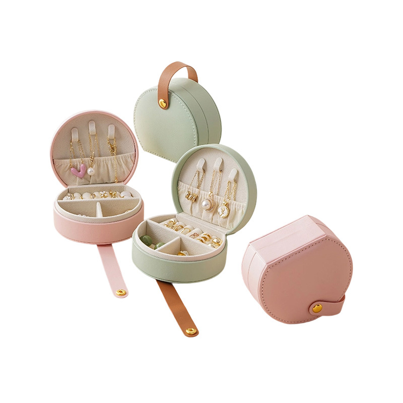 Mini organizador de cajas de joyas de cuero PU para viajes de mano