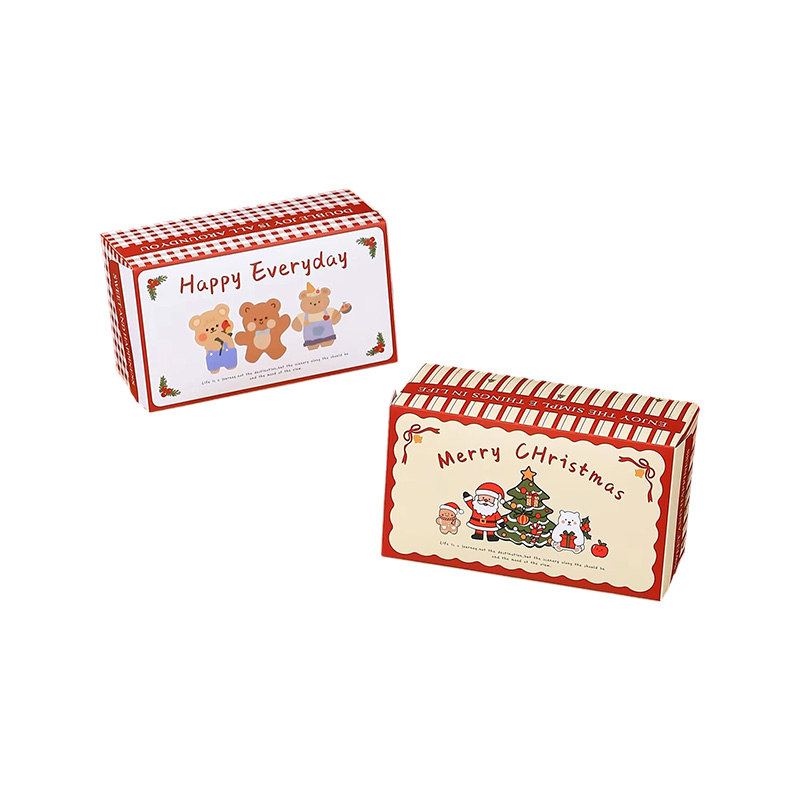 Caja de regalo de galletas de chocolate con caramelos estampadas navideñas ecológicas
