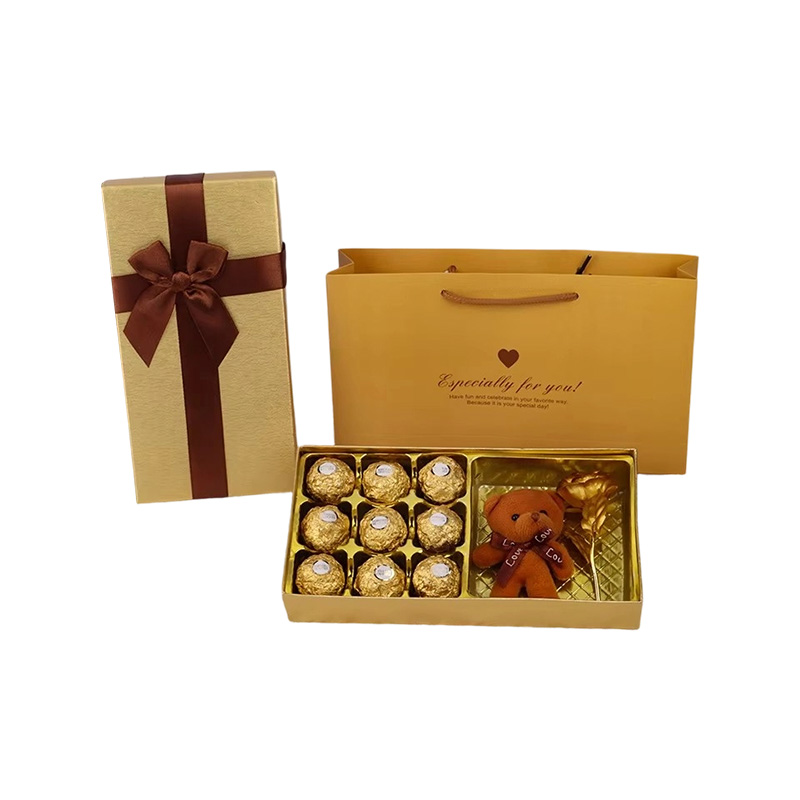 Caja de regalo rígida de chocolate de lujo con relieve para San Valentín
