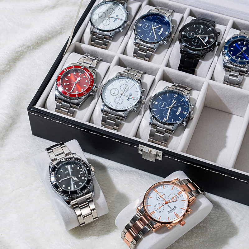 Organizador de almacenamiento de relojes de cuero PU negro clásico