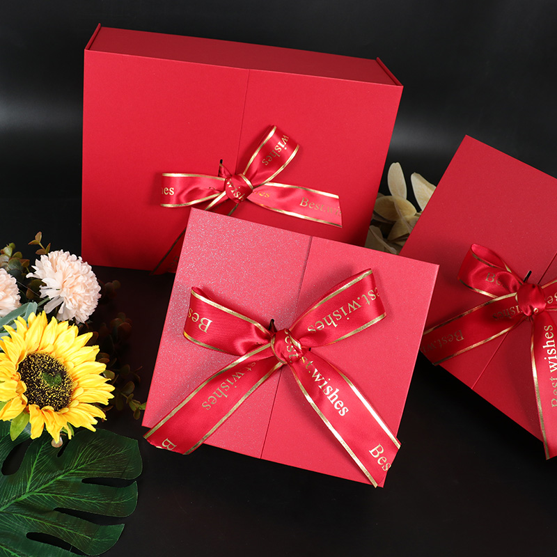 Caja de regalo de cinta magnética de cartón con puerta de doble apertura
