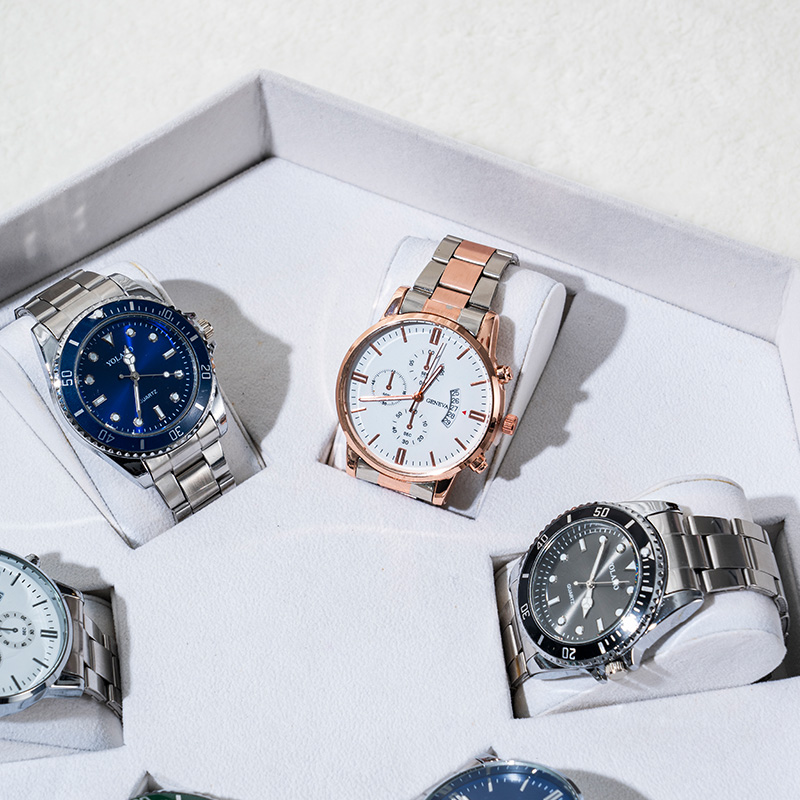 Caja de almacenamiento de reloj hexagonal con ventana transparente de 6 ranuras