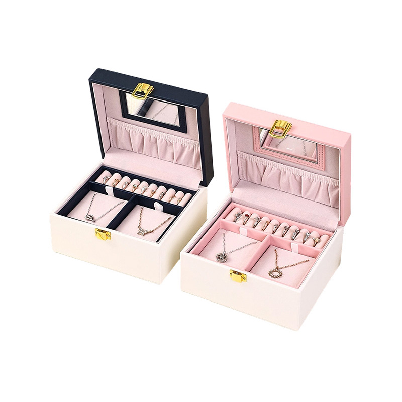 Caja organizadora de joyas con cerradura y espejo