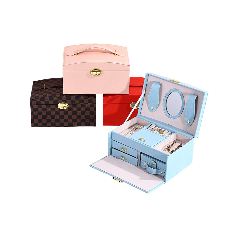 Organizador de cajones de joyería vintage con cerradura para anillos, pendientes y collares