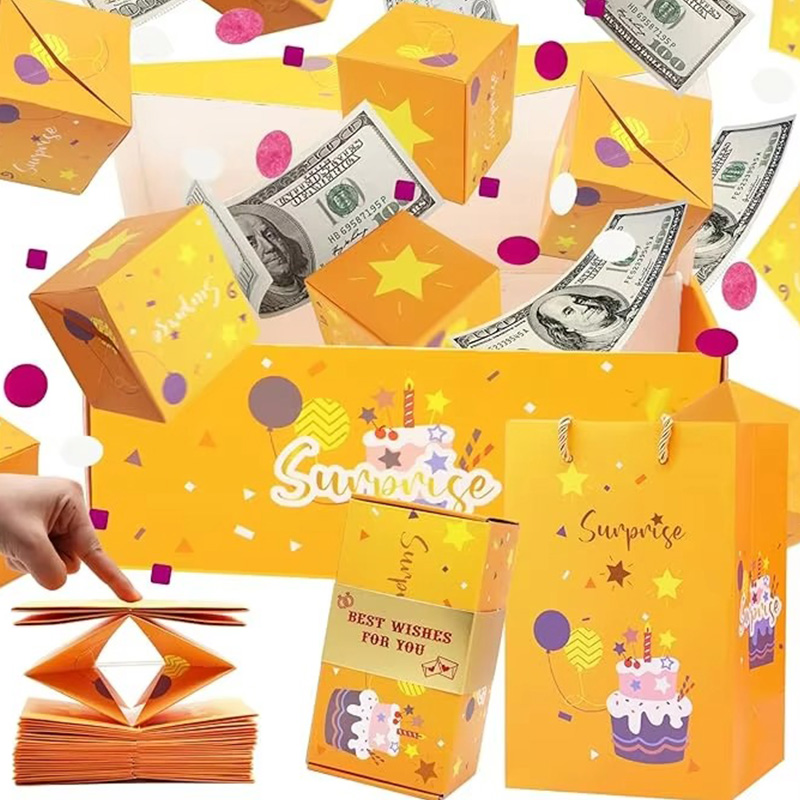 Caja de Regalo Sorpresa Tipo Explosión con Sobre Emergente Plegable para Navidad