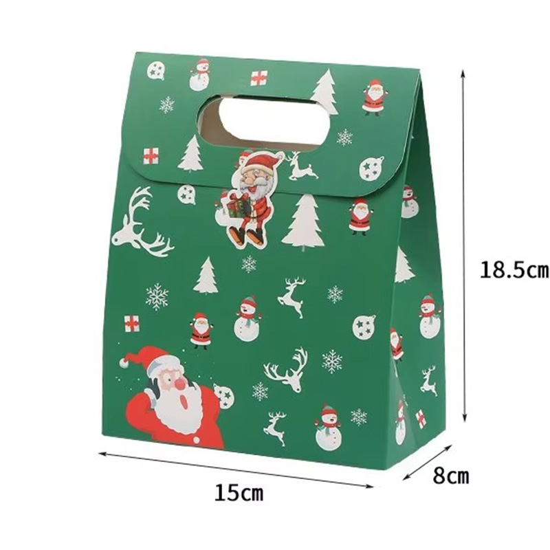 Bolsa de Papel Laminado para Dulces con Asa y Diseño Navideño de Dibujos Animados