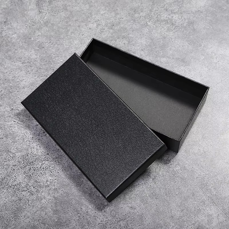 Caja de Embalaje para Carteras y Cinturones de Papel Texturizado Negro