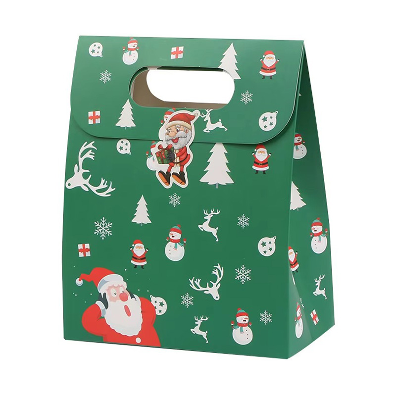 Bolsa de Papel Laminado para Dulces con Asa y Diseño Navideño de Dibujos Animados