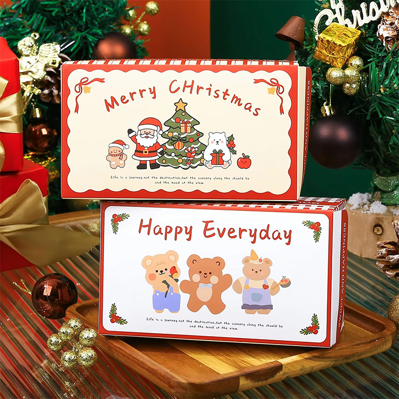 Caja de Regalo Ecológica para Chocolates, Dulces y Galletas con Impresión Navideña