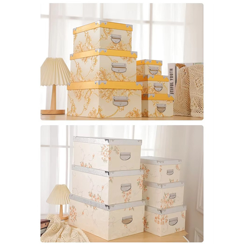 Juego de Cajas de Almacenamiento Decorativas de Cartón Impermeables con Tapa y Asas
