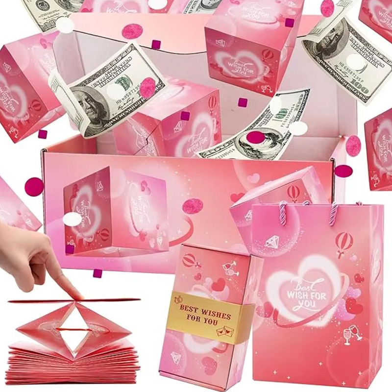Caja de Regalo Sorpresa Tipo Explosión con Sobre Emergente Plegable para Navidad