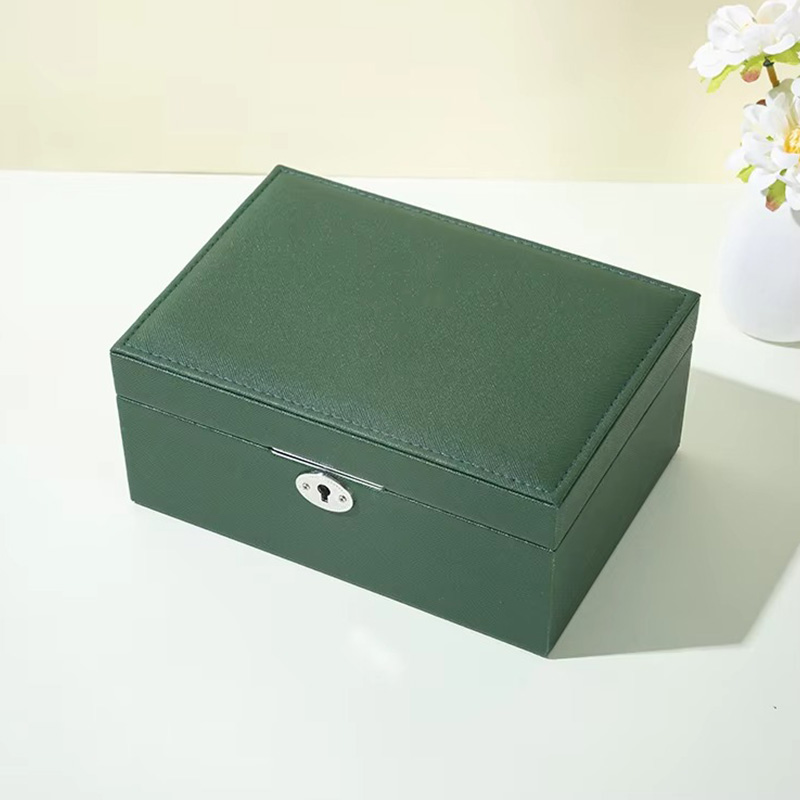 Caja Multifuncional para Joyería de Cuero PU de Doble Nivel