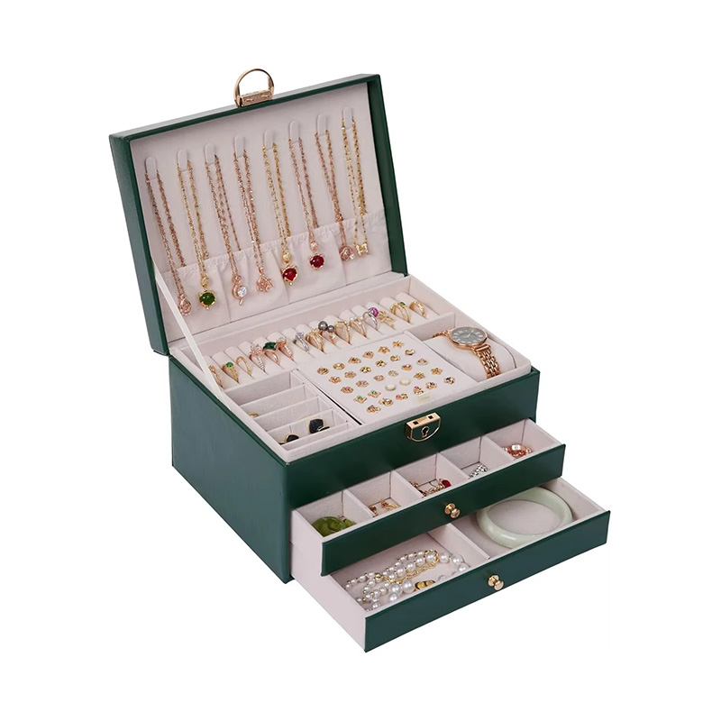 Caja de Joyería de Lujo de Tres Niveles para Almacenamiento de Escritorio para Mujer