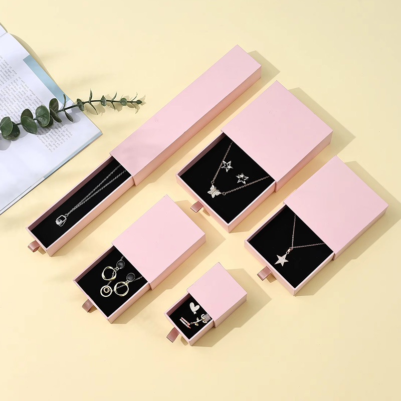 Caja de Regalo para Joyería Tipo Cajón de Papel Artístico Rígido con Acabado de Purpurina de Lujo