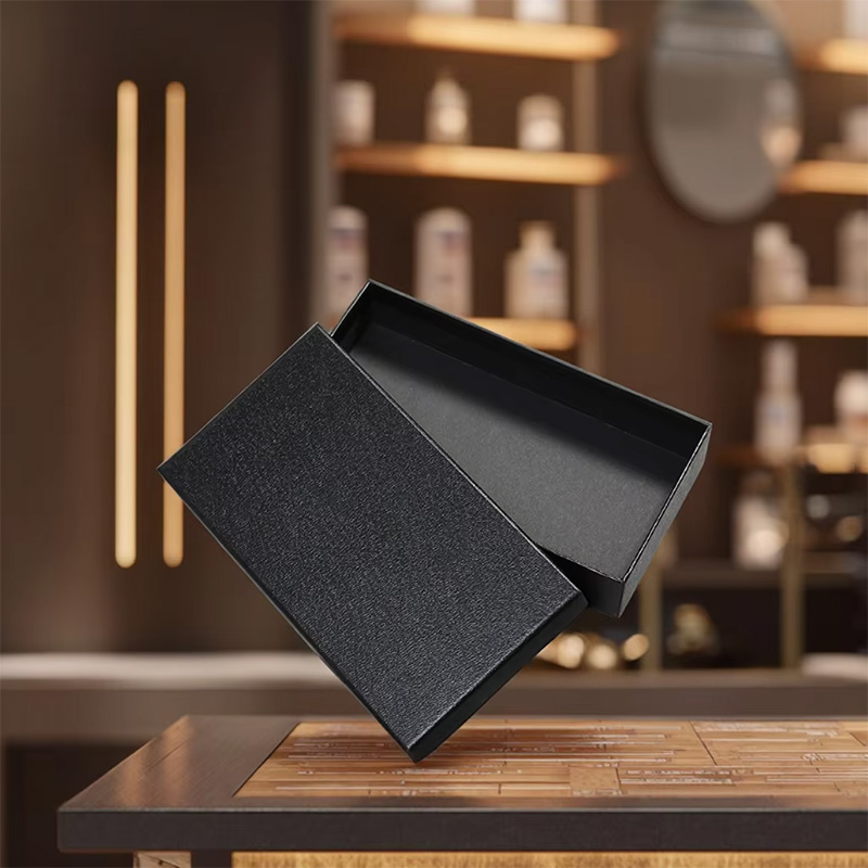 Caja de Embalaje para Carteras y Cinturones de Papel Texturizado Negro