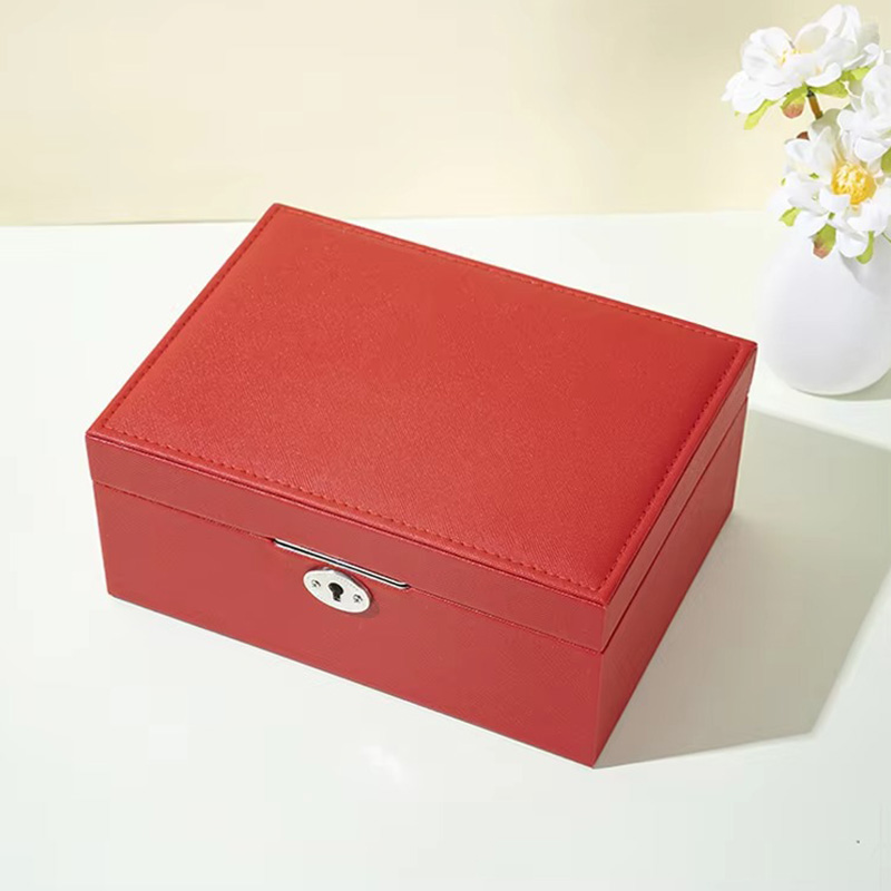 Caja Multifuncional para Joyería de Cuero PU de Doble Nivel
