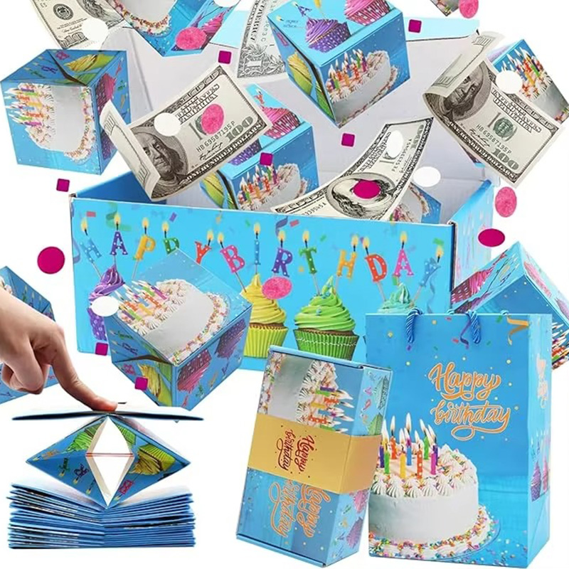 Caja de Regalo Sorpresa Tipo Explosión con Sobre Emergente Plegable para Navidad