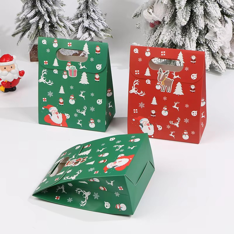 Bolsa de Papel Laminado para Dulces con Asa y Diseño Navideño de Dibujos Animados