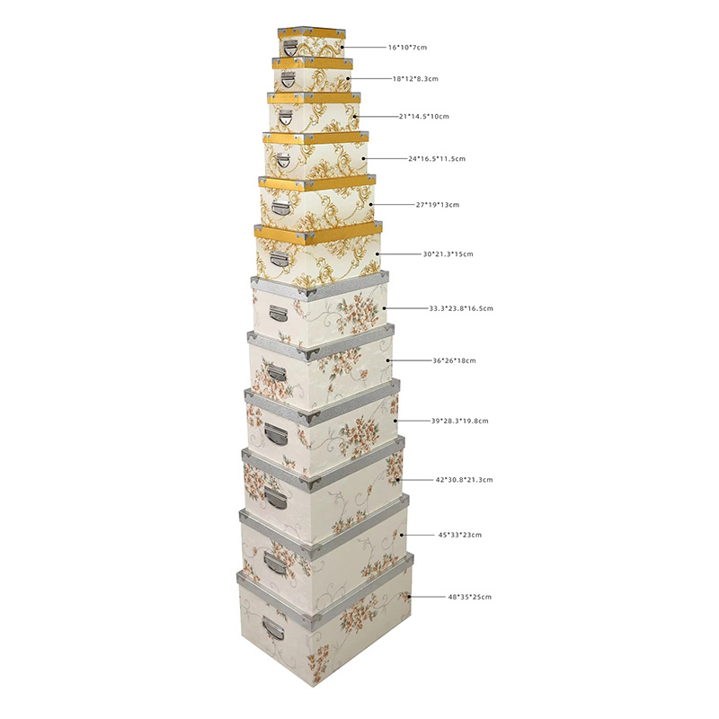 Juego de Cajas de Almacenamiento Decorativas de Cartón Impermeables con Tapa y Asas