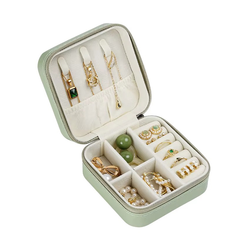 Estuche Organizador y Expositor de Joyería de Cuero PU con Cremallera, Mini y Portátil