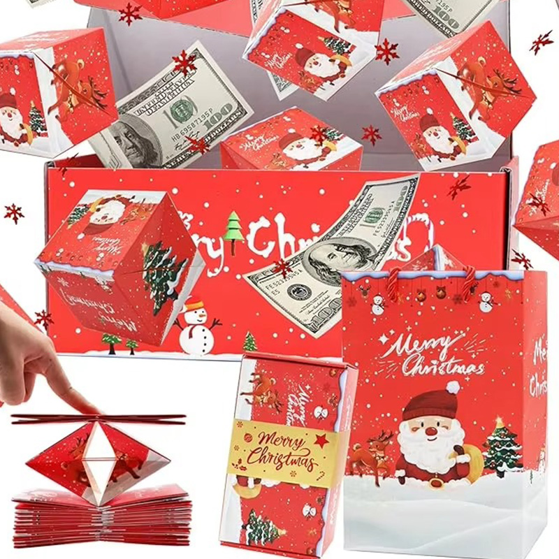Caja de Regalo Sorpresa Tipo Explosión con Sobre Emergente Plegable para Navidad