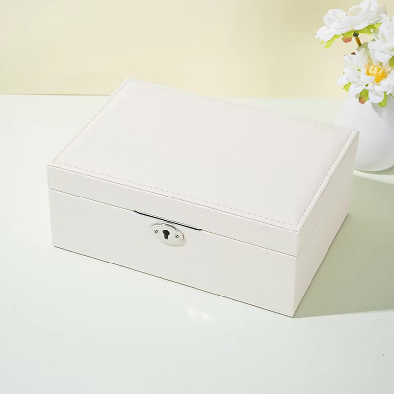 Caja Multifuncional para Joyería de Cuero PU de Doble Nivel