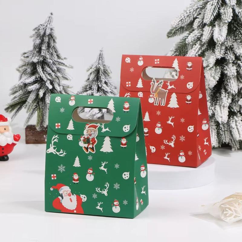 Bolsa de Papel Laminado para Dulces con Asa y Diseño Navideño de Dibujos Animados
