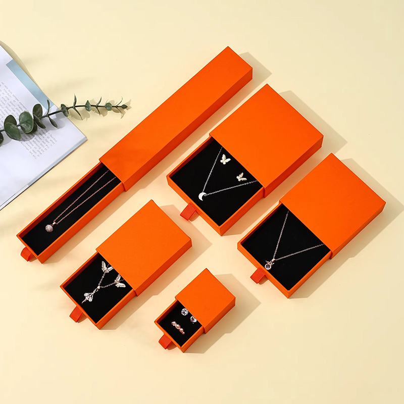 Caja de Regalo para Joyería Tipo Cajón de Papel Artístico Rígido con Acabado de Purpurina de Lujo