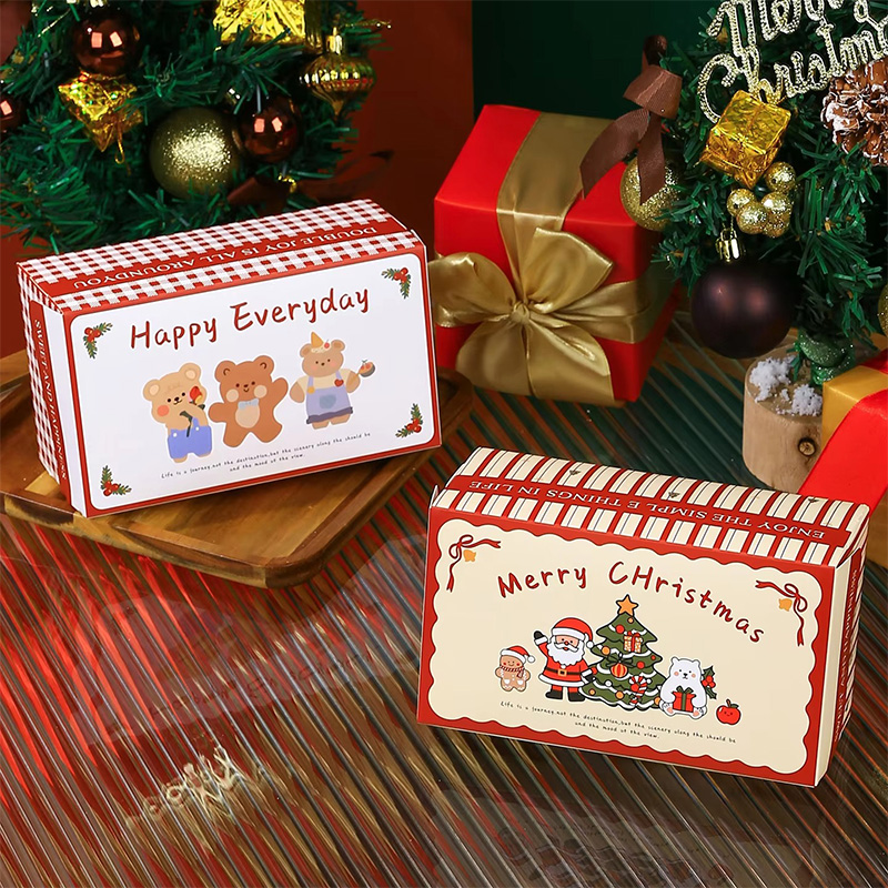 Caja de Regalo Ecológica para Chocolates, Dulces y Galletas con Impresión Navideña