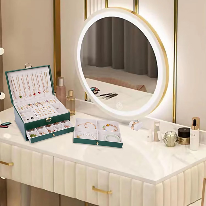 Caja de Joyería de Lujo de Tres Niveles para Almacenamiento de Escritorio para Mujer