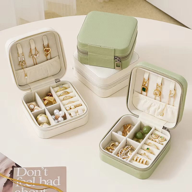 Estuche Organizador y Expositor de Joyería de Cuero PU con Cremallera, Mini y Portátil