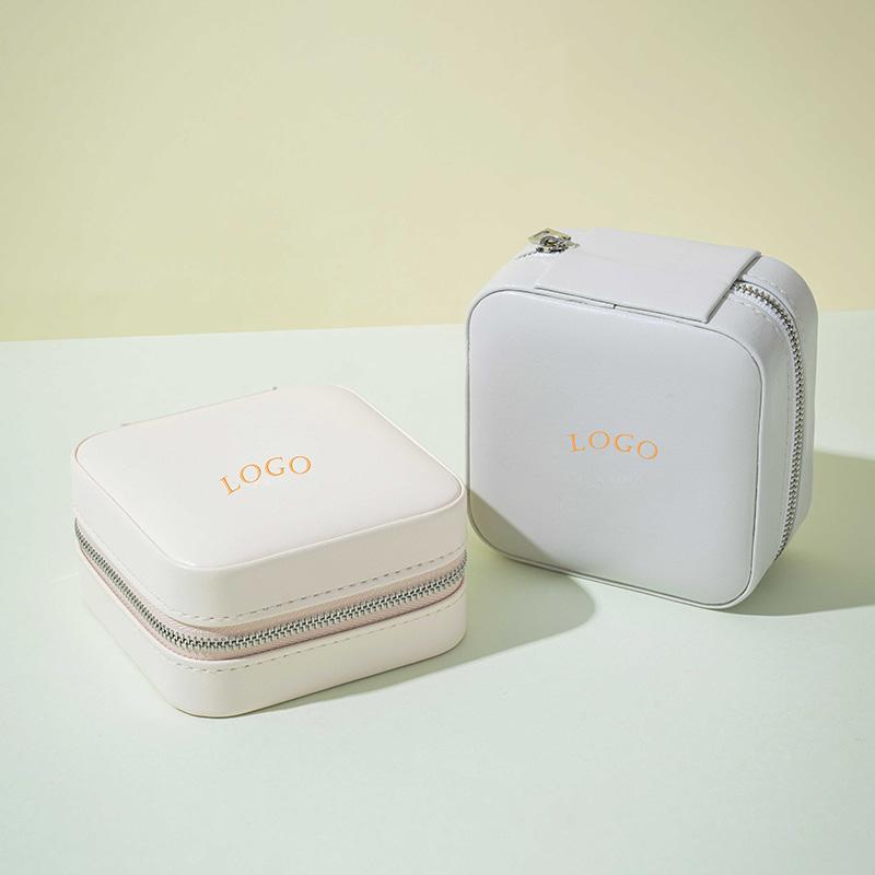 Estuche de Viaje para Joyería de Cuero PU con Cremallera y Espejo para Niñas