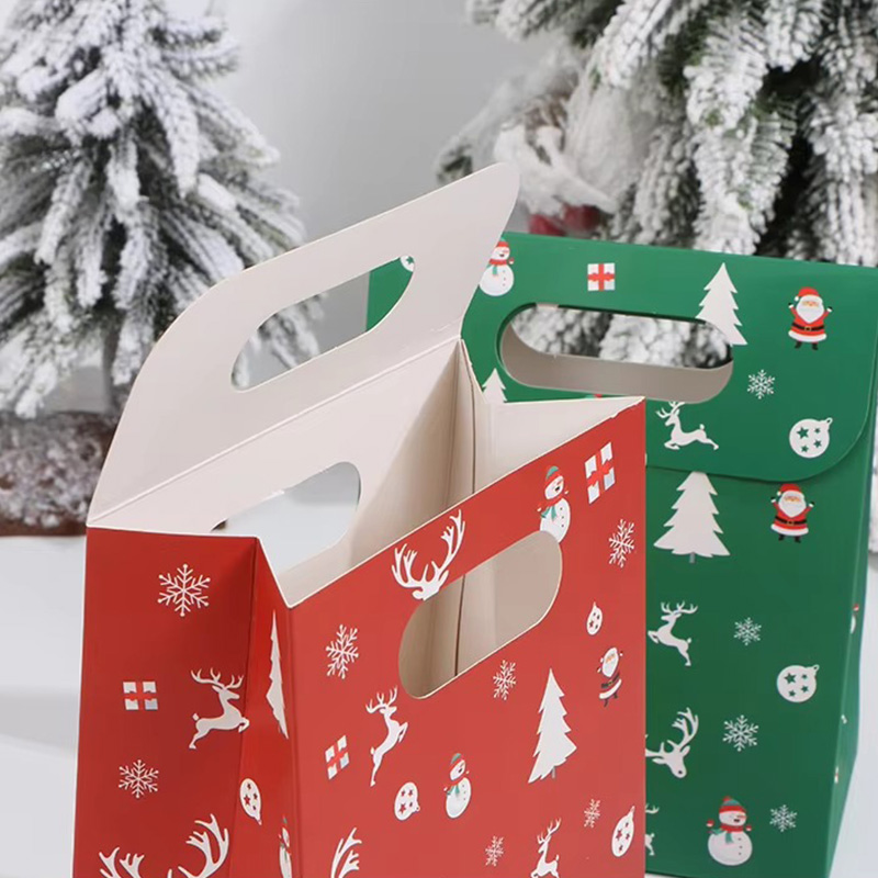 Bolsa de Papel Laminado para Dulces con Asa y Diseño Navideño de Dibujos Animados