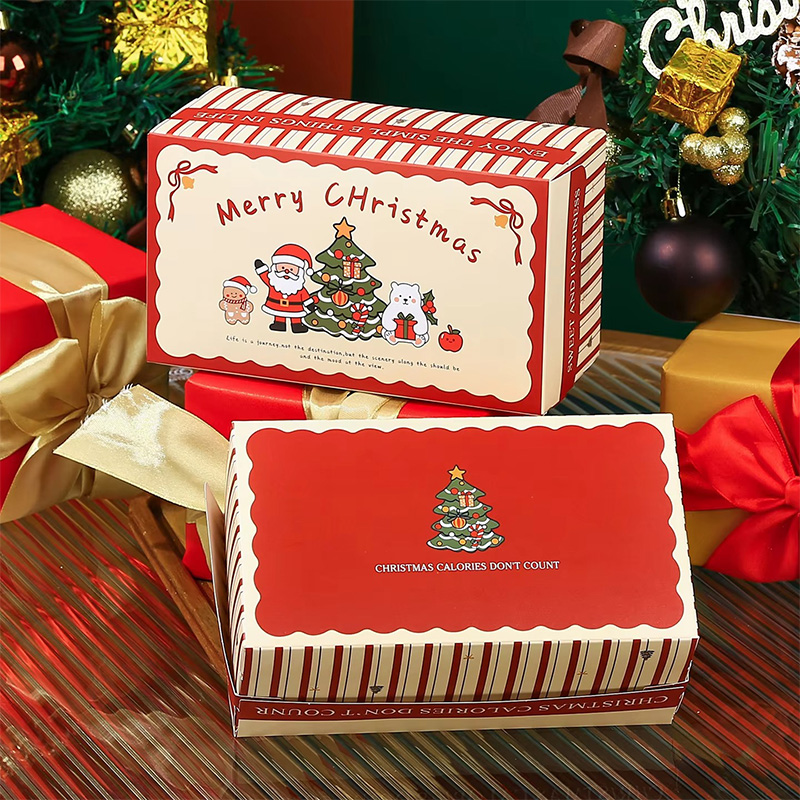 Caja de Regalo Ecológica para Chocolates, Dulces y Galletas con Impresión Navideña