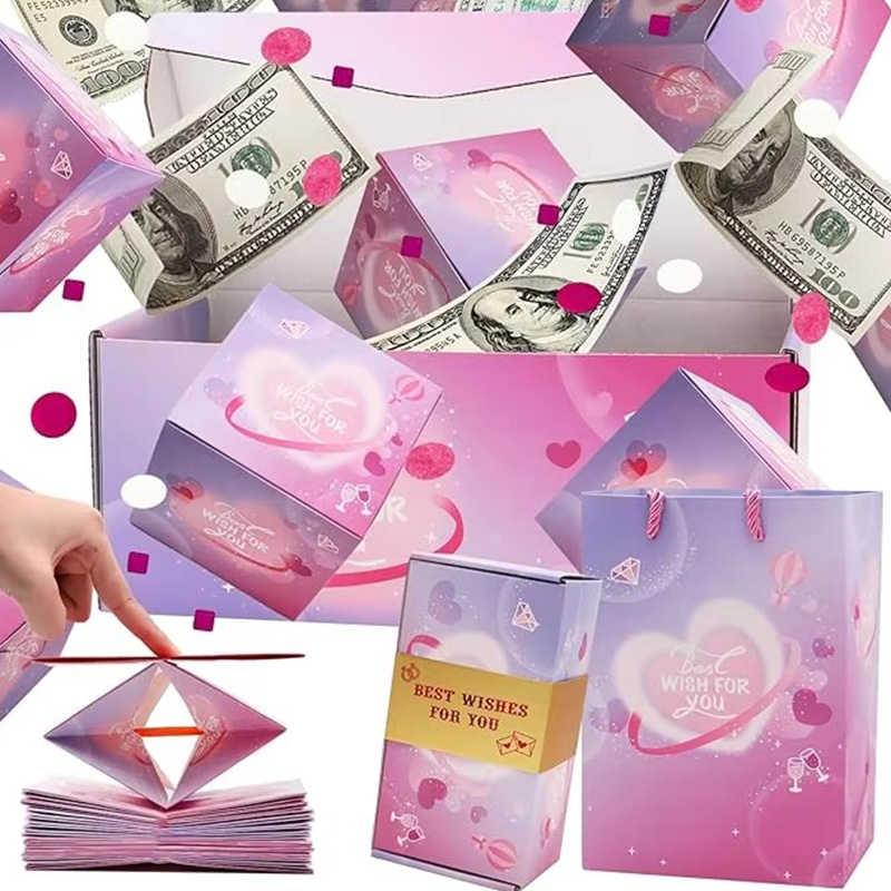 Caja de Regalo Sorpresa Tipo Explosión con Sobre Emergente Plegable para Navidad