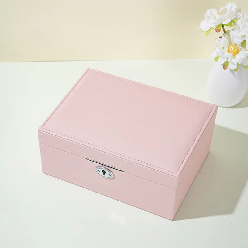 Caja Multifuncional para Joyería de Cuero PU de Doble Nivel
