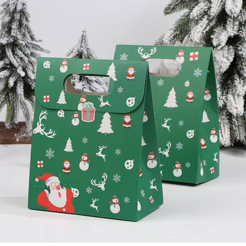Bolsa de Papel Laminado para Dulces con Asa y Diseño Navideño de Dibujos Animados