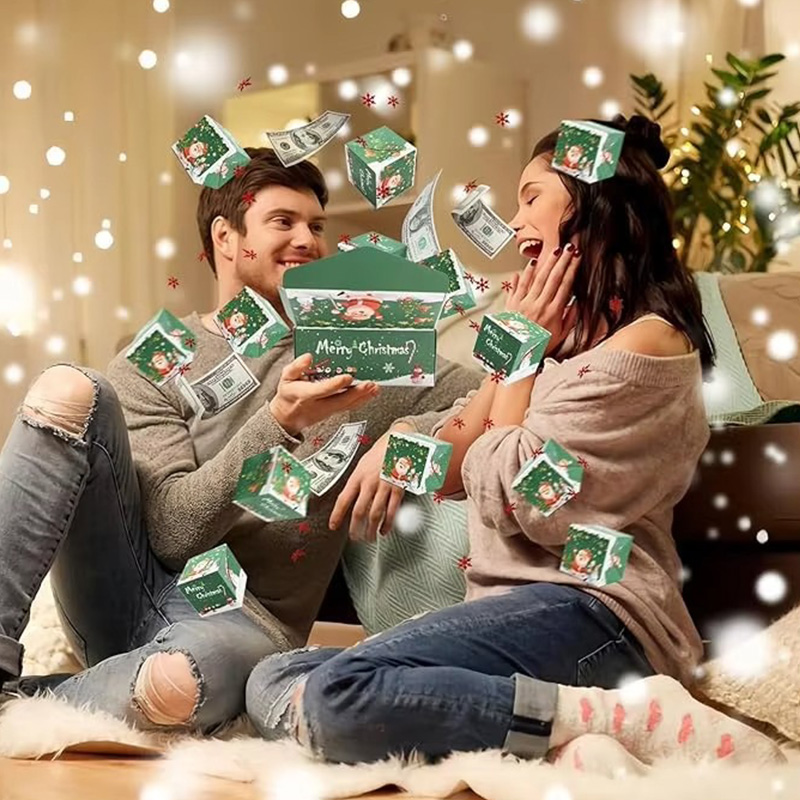 Caja de Regalo Sorpresa Tipo Explosión con Sobre Emergente Plegable para Navidad