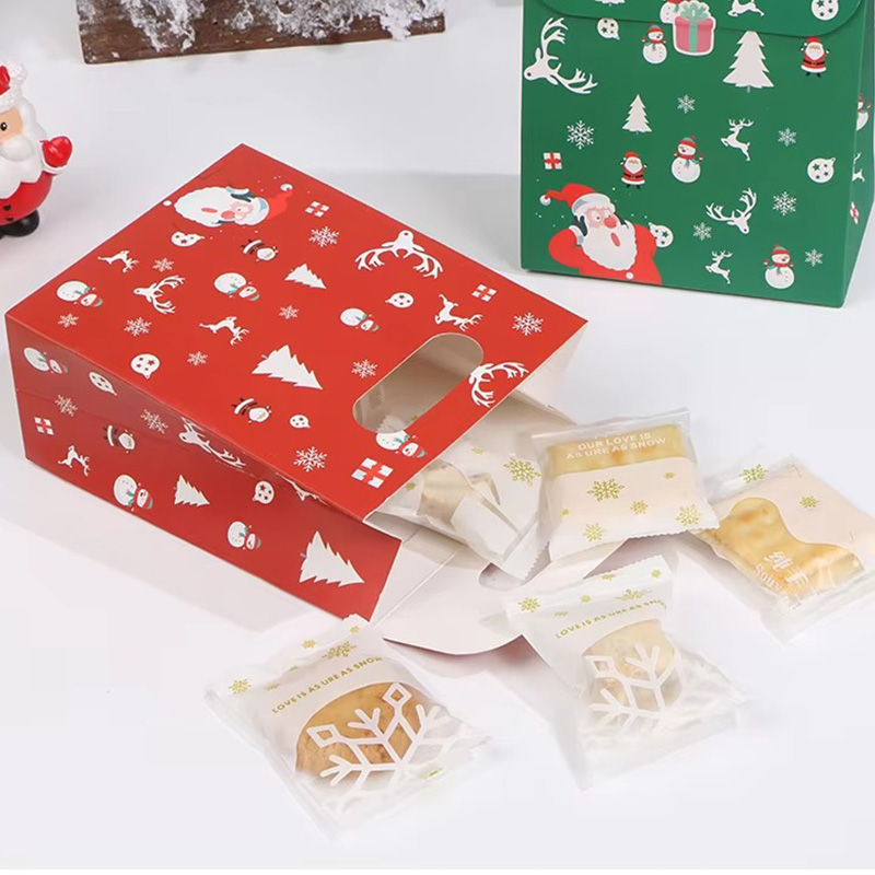 Bolsa de Papel Laminado para Dulces con Asa y Diseño Navideño de Dibujos Animados
