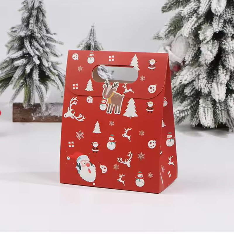 Bolsa de Papel Laminado para Dulces con Asa y Diseño Navideño de Dibujos Animados
