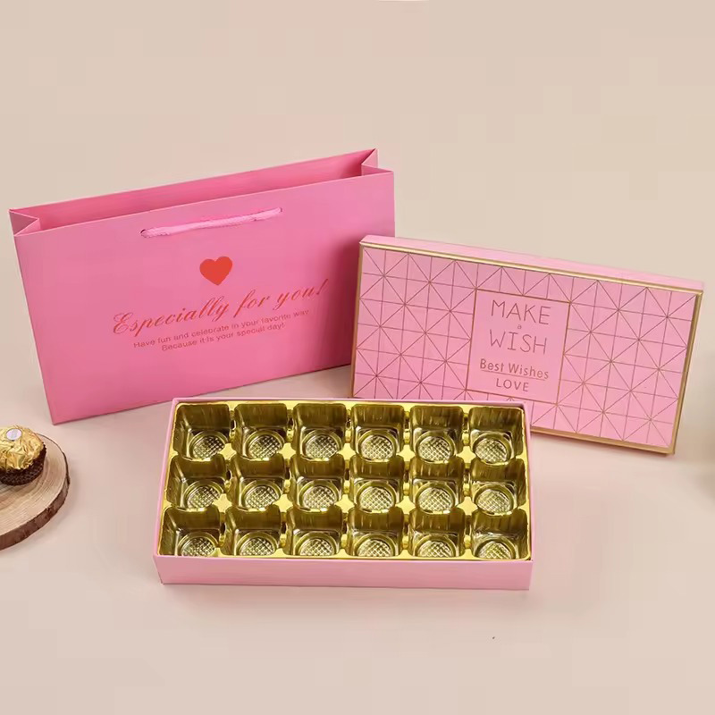 Caja de Regalo Rígida para Chocolates de San Valentín con Gofrado de Lujo