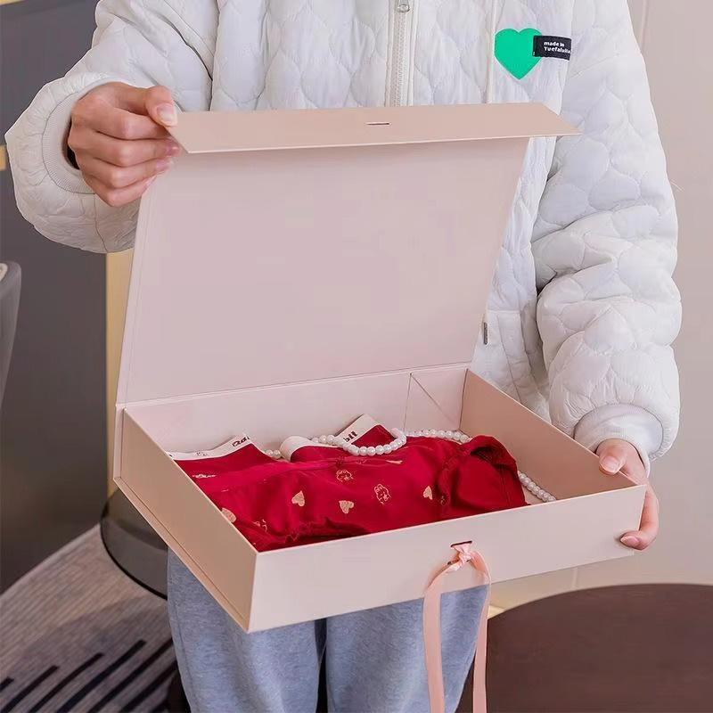 Caja de Embalaje para Ropa de Papel Plegable de Lujo con Cinta
