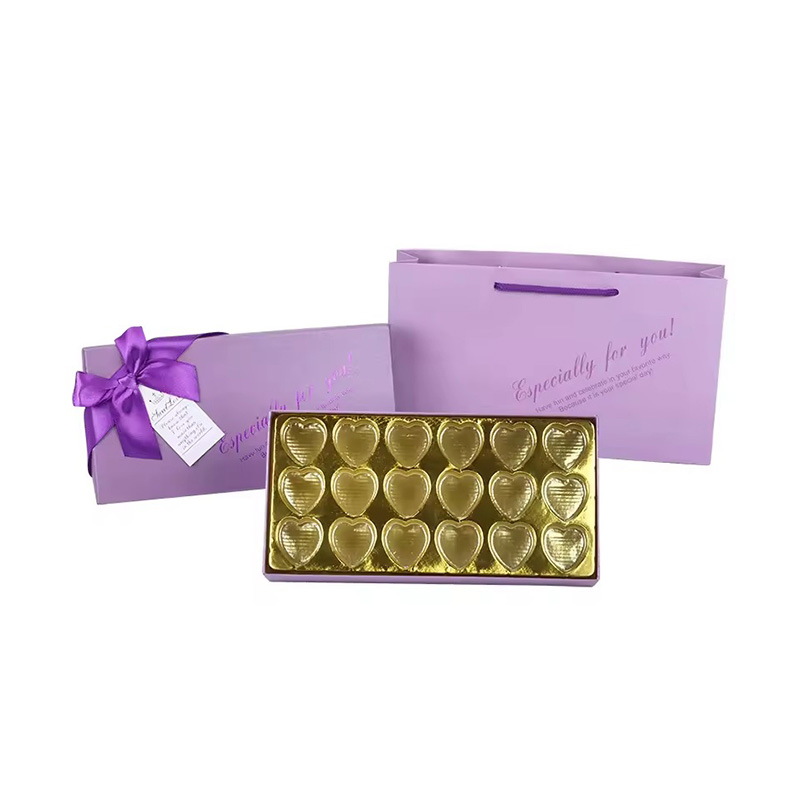 Caja de Regalo Rígida para Chocolates de San Valentín con Gofrado de Lujo